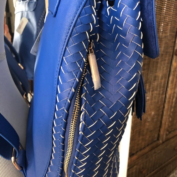 Royal Blue Woven Leather Backpack